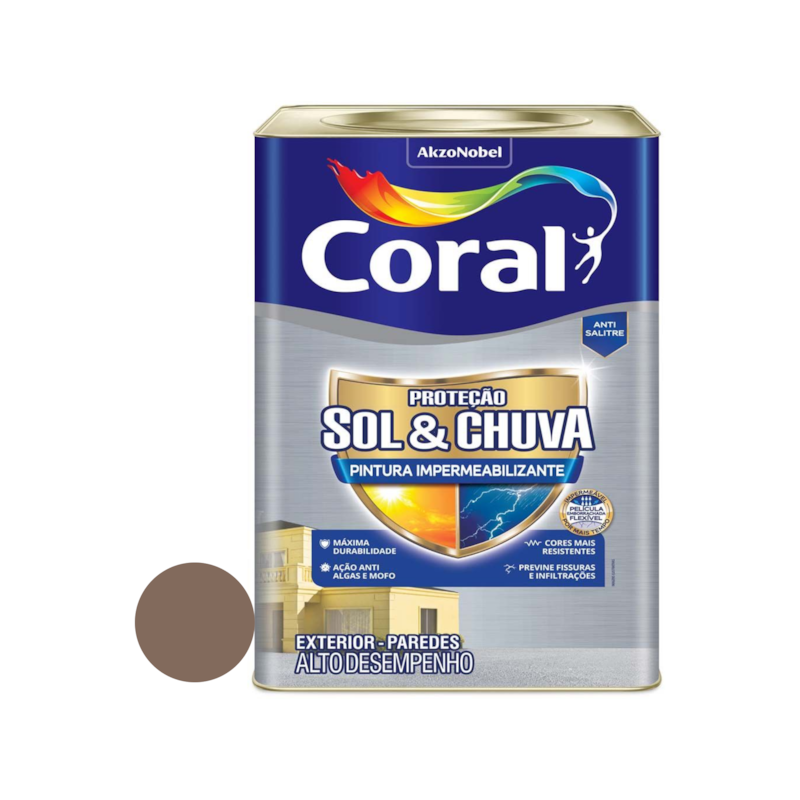 Tinta Sol e Chuva Pintura Impermeabilizante Cogumelo Japonês 18L Coral