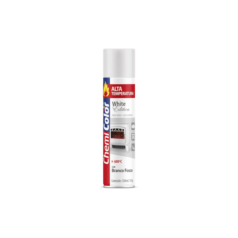 Tinta Spray Alta Temperatura Branco Fosco 350ml Chemicolor