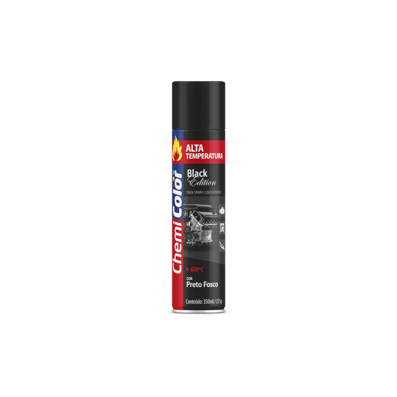 Tinta Spray Alta Temperatura Preto Fosco 350ml Chemicolor Baston