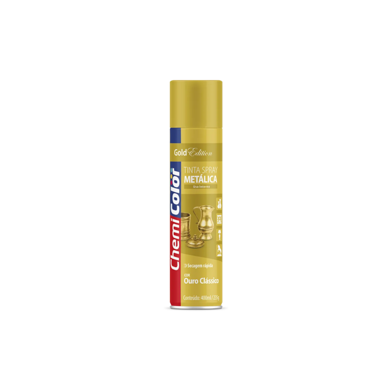 Tinta Spray Metálica Ouro Classic 400ml Chemicolor