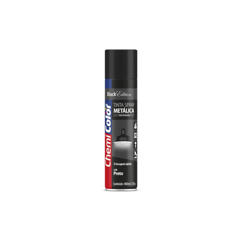 Tinta Spray Metálica Preto 400ml Chemicolor