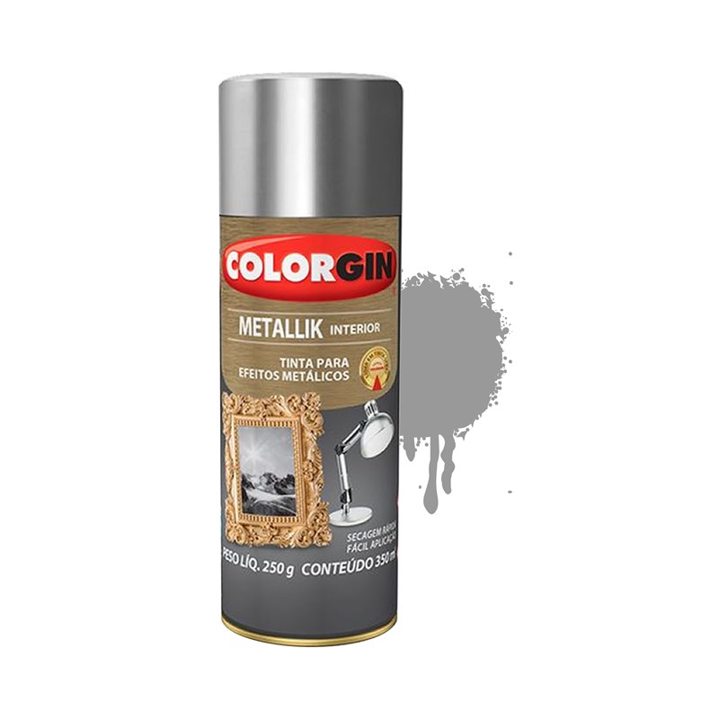 Tinta Spray Metallik Cromado 350ml Colorgin