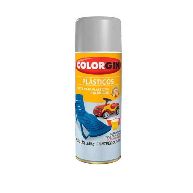 Tinta Spray para Plástico Prata 350ml Colorgin