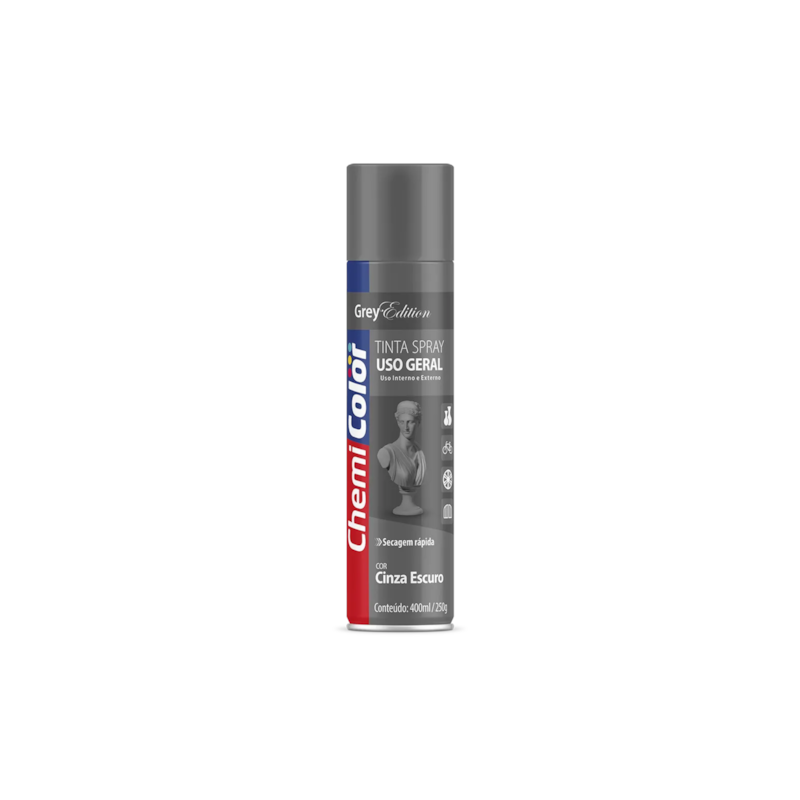 Tinta Spray Uso Geral Cinza Escuro 400ml Chemicolor