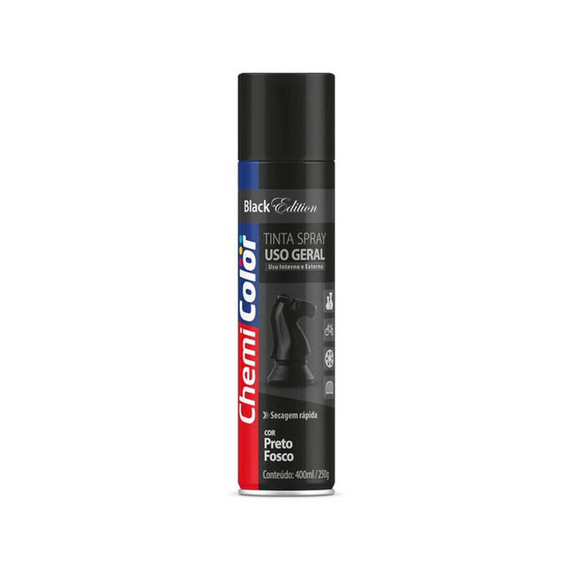 Tinta Spray Uso Geral Preto Fosco 400ml Chemicolor