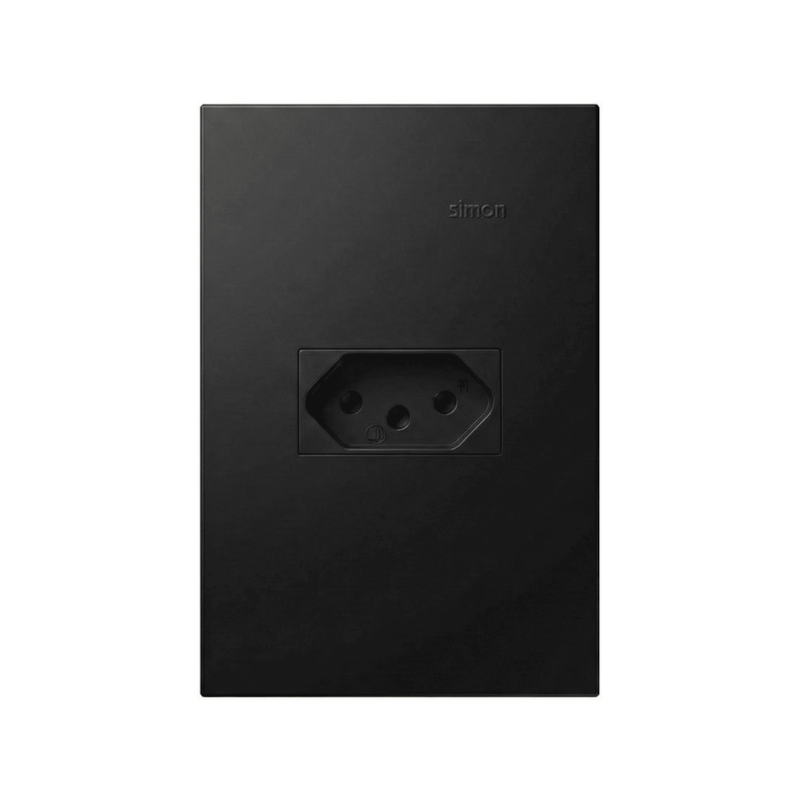 Tomada 1 Seção 2P+T 10A Preto Fosco 35 Simon