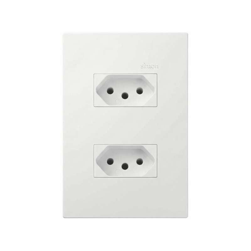 Tomada 2 Seções 2P+T 20A Branco Fosco 35 Simon