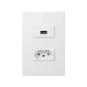 Tomada 2P+T 10A + USB 2.1A Branco Fosco 35 Simon