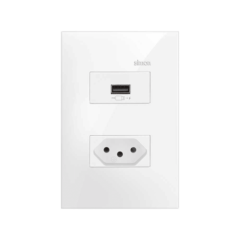 Tomada 2P+T 10A + USB 2.1A L35 Simon