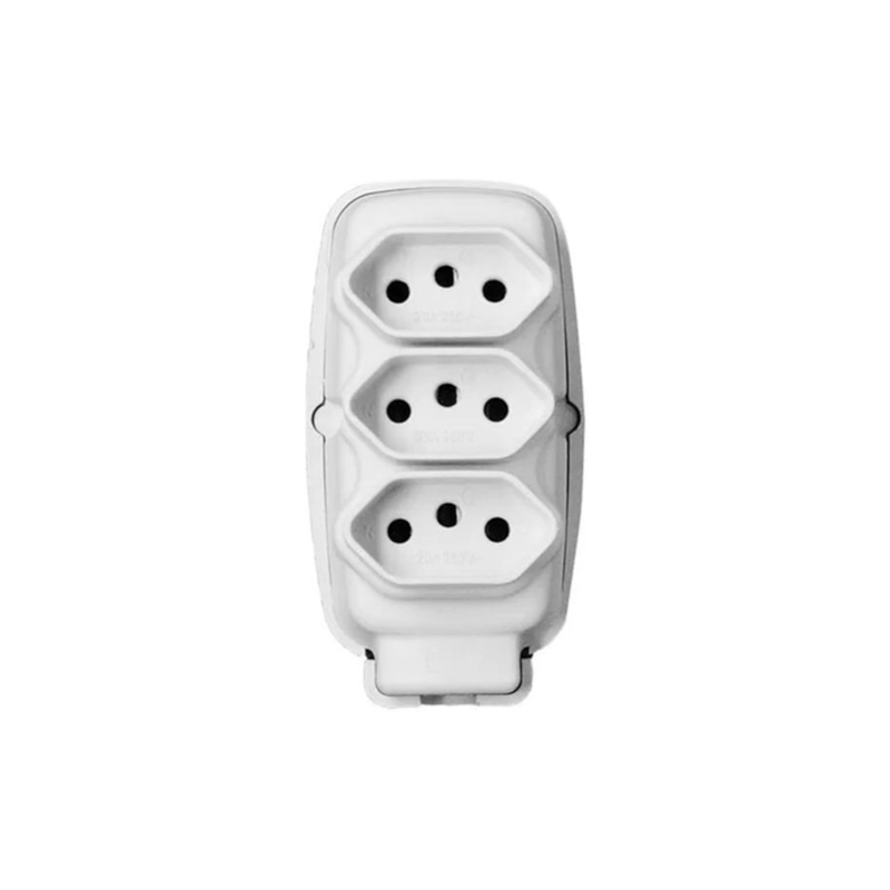 Tomada em Barra Tripla 20A 2P+T Branco Ilumi
