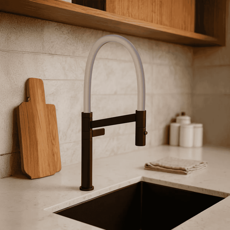 Torneira Cozinha de Mesa Bica Alta Colore Black Matte e Fendi 1189.BL.MT.FD Deca