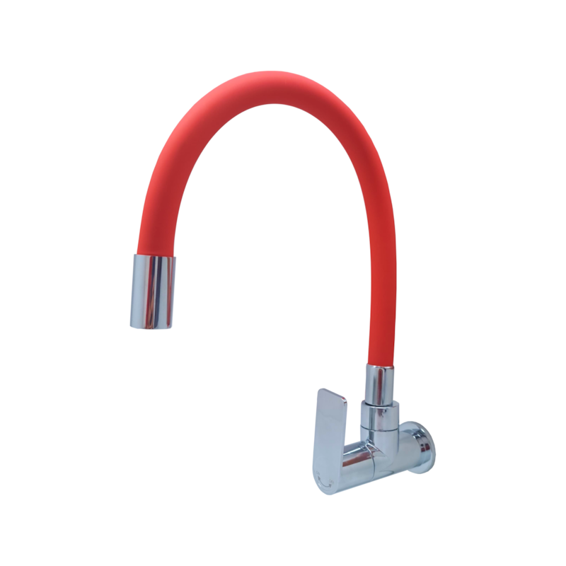 Torneira de Parede para Cozinha ABS Vermelho e Cromado Casa OK