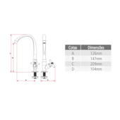 Torneira Lavatório de Mesa Plástico Bica Alta Cross Branca Tigre