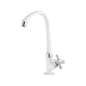 Torneira Plástica Cross para Cozinha de Mesa Bica Alta Branco/Cromado Tigre