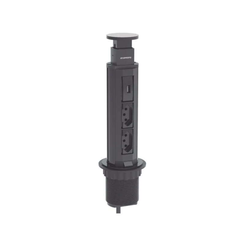 Torre de Tomada de Embutir 2 Módulos Energia + 1 USB Preto Soprano