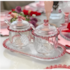 Travessa Oval de Cristal Coração Borda Rosa 25x13cm Lyor