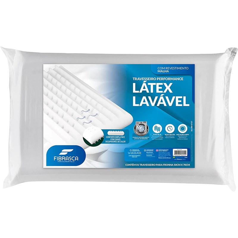 Travesseiro Látex Plus Lavável Sintético Fibrasca