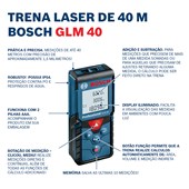 Trena Laser GLM 40 Alcance 40 Metros com Bolsa Protetora Bosch