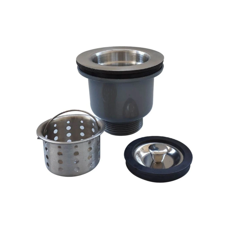 Válvula para Pia Americana de Inox 3.1/2" com Cesto Cromado Qualiz