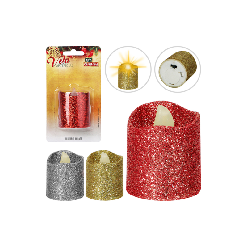 Vela Artificial com Gliter Zein