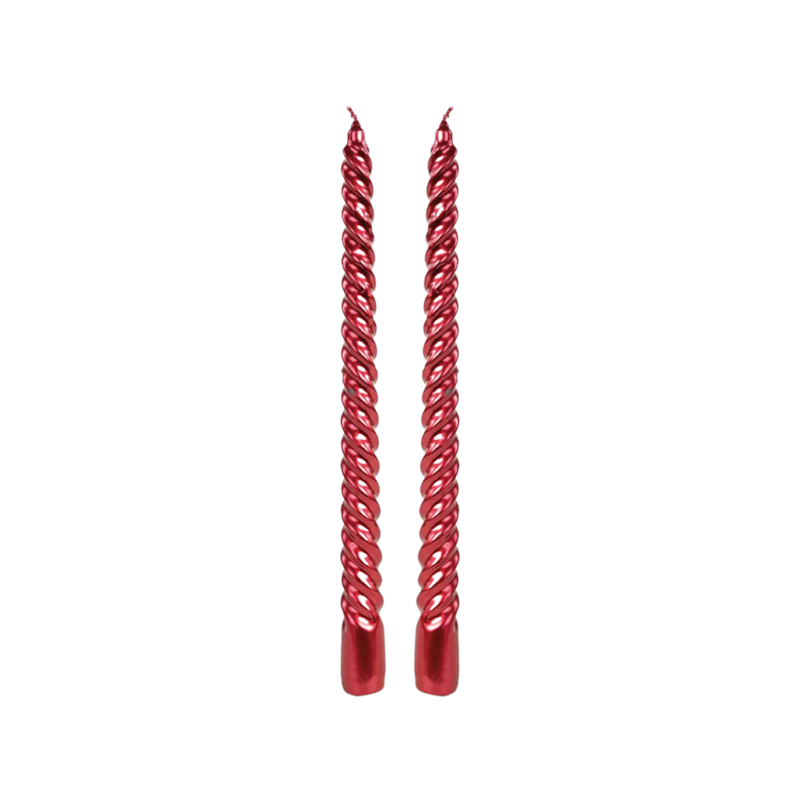 Vela Banquete Espiral Vermelho 20cm 2 Peças Cromus