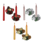Velas 2 Peças com Castiçal 8x15cm Zein (Cores Sortidas)