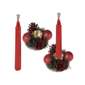 Velas 2 Peças com Castiçal 8x15cm Zein (Cores Sortidas)