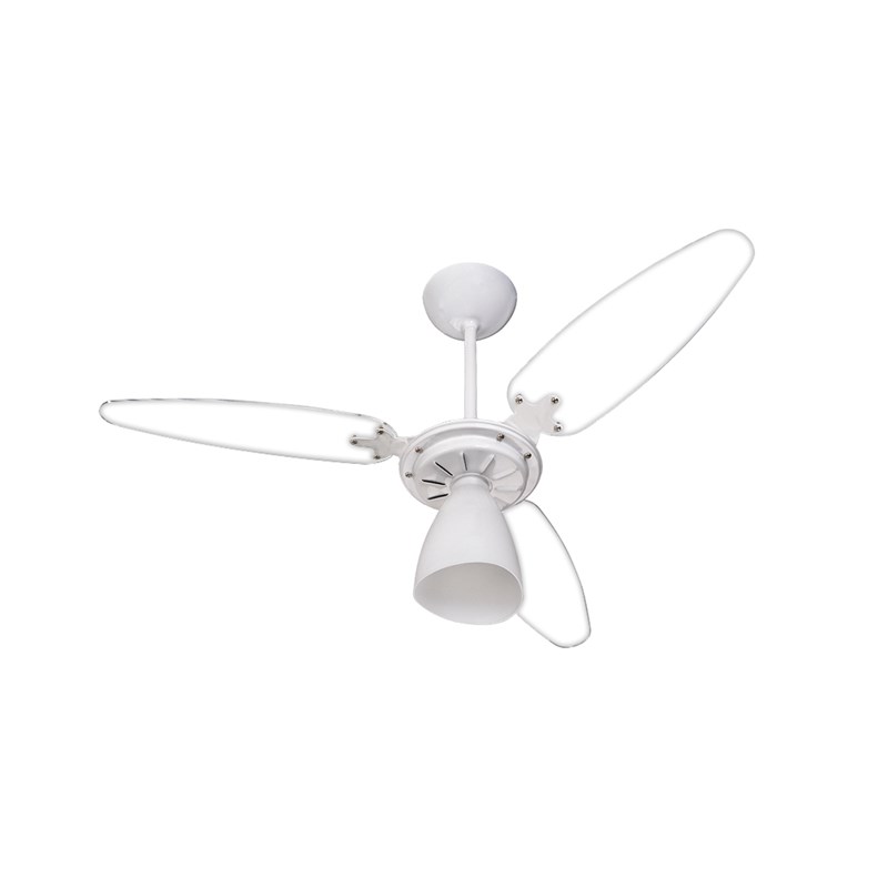 Ventilador de Teto Wind Light Branco 3 Pás Transparente com Lustre 130W Ventisol