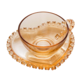 Xícara com Pires para Chá em Âmbar Coração 170ml Lyor Xícara com Pires para Chá em Âmbar Coração 170ml Lyor