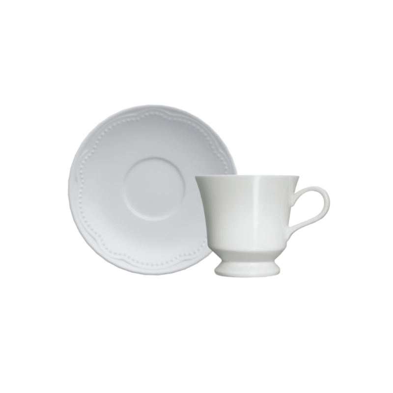 Xicara de Café com Pires Branco Cottage Germer