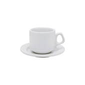 Xícara de Chá com Pires Branco Vitramik Oxford