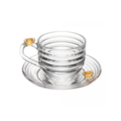 Xícara de Chá com pires Little Bee 200ml de Cristal Ecológico Lyor