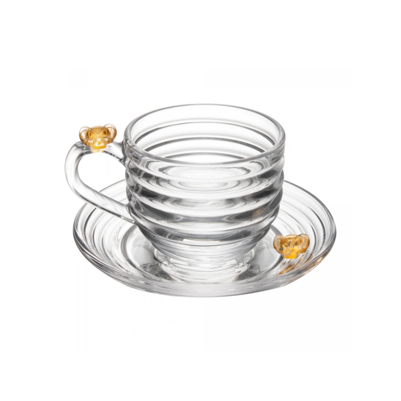 Xícara de Chá com pires Little Bee 200ml de Cristal Ecológico Lyor